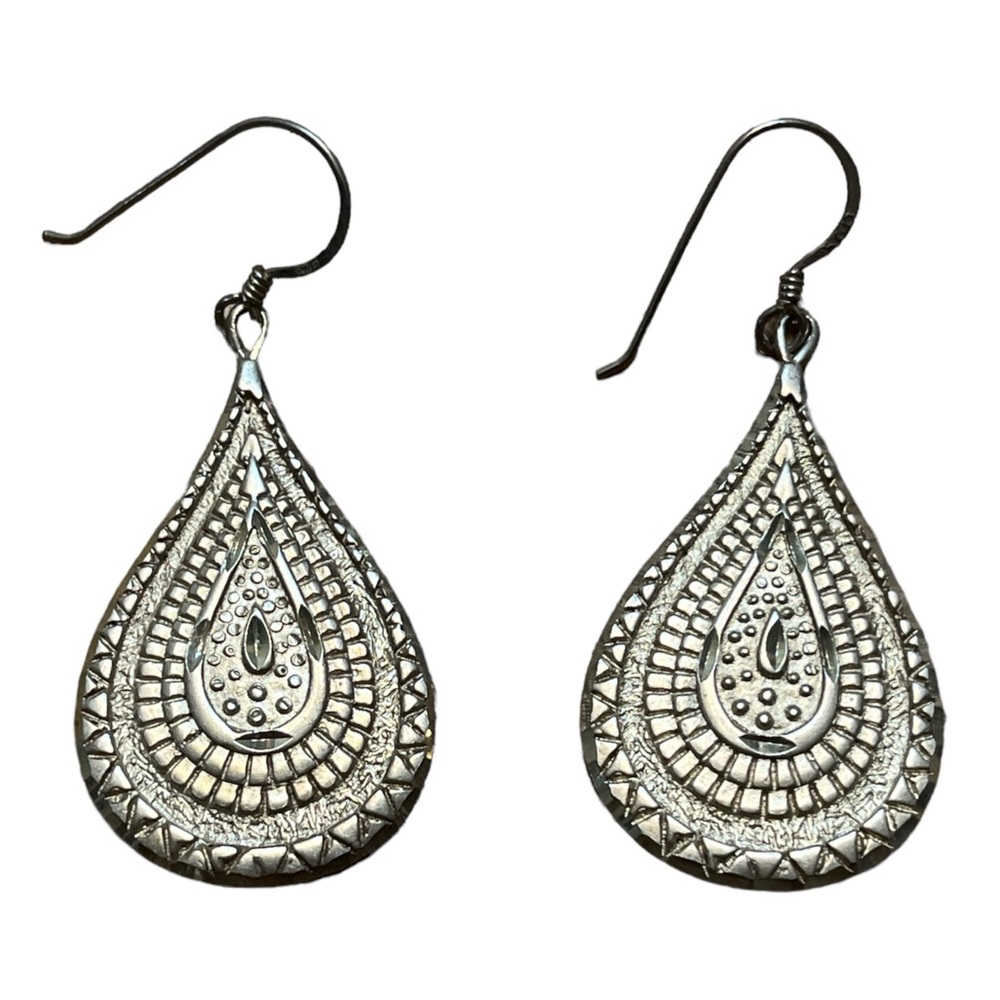 Sterling Patterned Dangle Earrings
